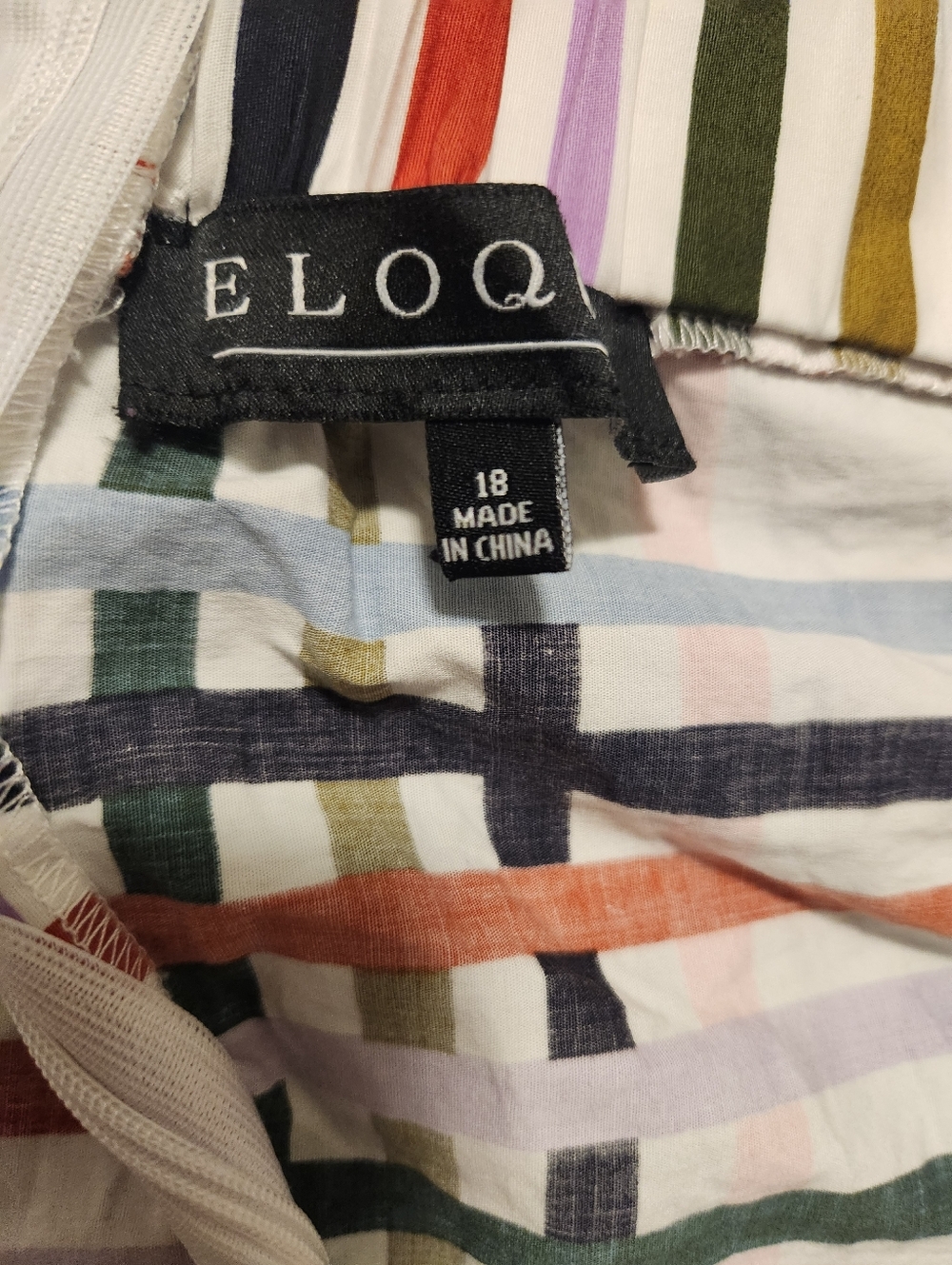 Eloquii Skirt Women Size 18 White Multicolor Stripes With Pockets Zipper Stretch - Picture 11 of 13
